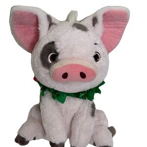 Moana Pua Rare Disney Store Stuffed Animal Pig Plush Lei Hawaii Pink Sitting EUC